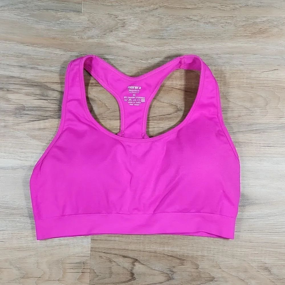 💜Morera Fuchsia Strappy Y Back Padded Seamless Sports Bra Medium